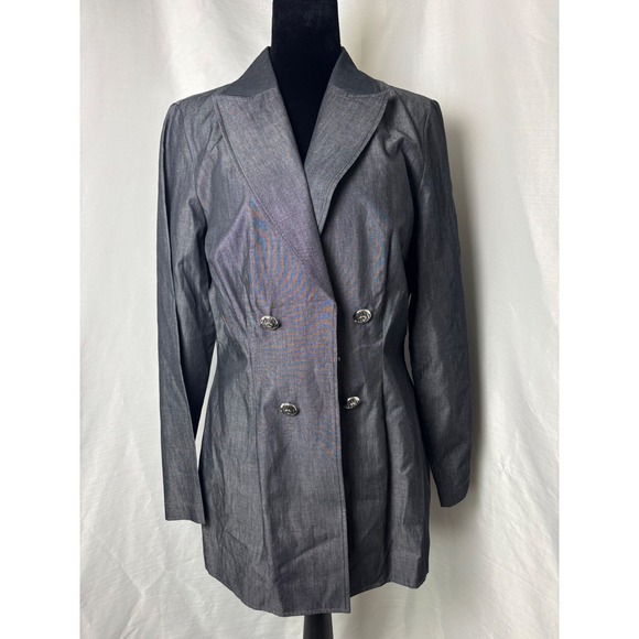 Ming Wang Jackets & Blazers - Ming Wang Blazer Jacket Women S Gray Excellent Double Breasted Cotton Office